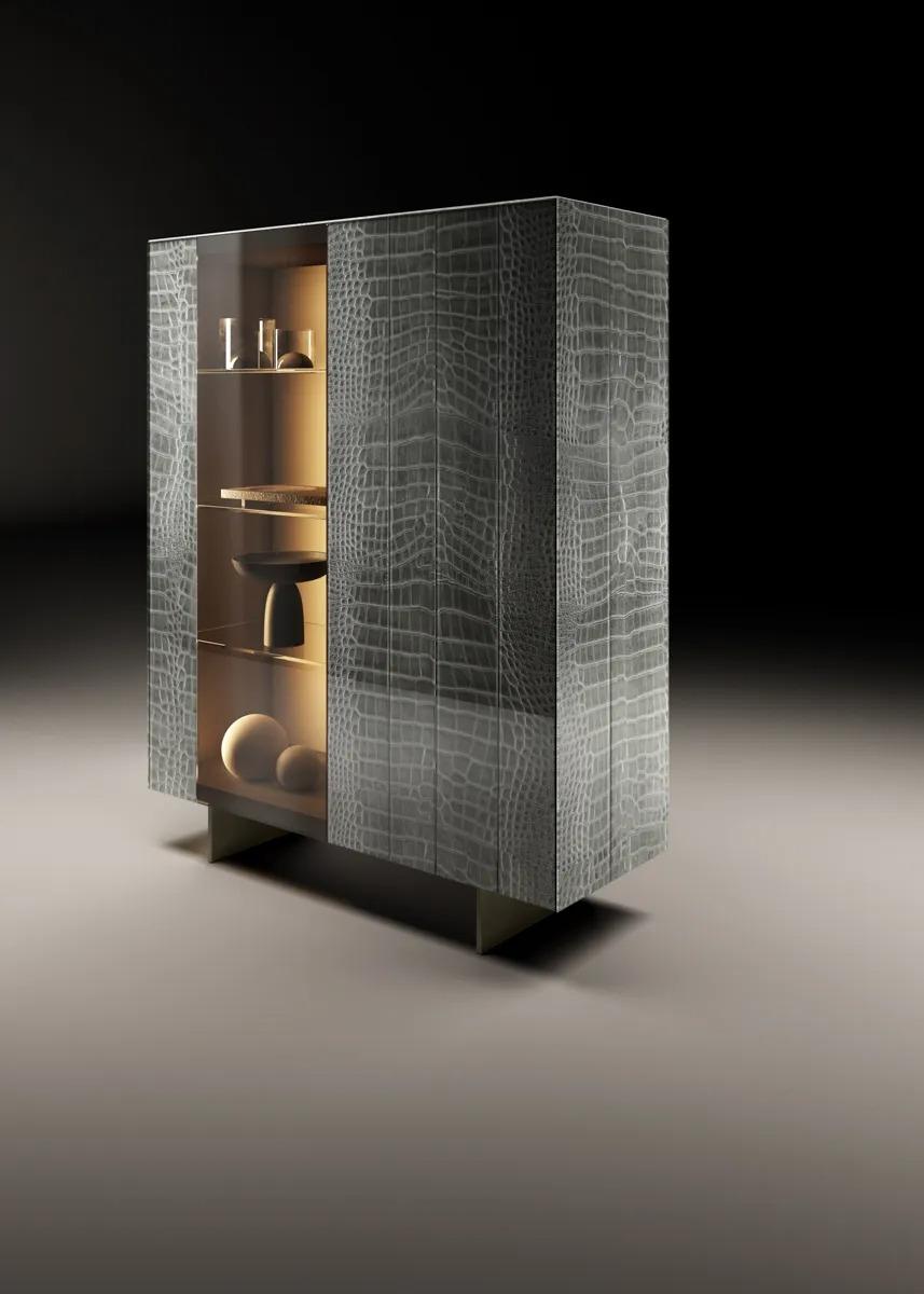 Madia N.O.W. - Coccodrillo grigio polished XGlass di LAGO Madia N.O.W. - Coccodrillo grigio polished XGlass di LAGO