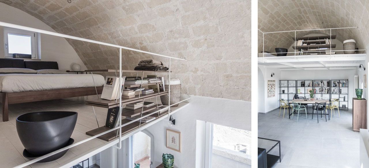 Una piccola finestra sul retro della casa illumina il soppalco. Per vincoli di tutela del paesaggio di tutta l’area dei Sassi, le aperture originali non possono essere modificate.