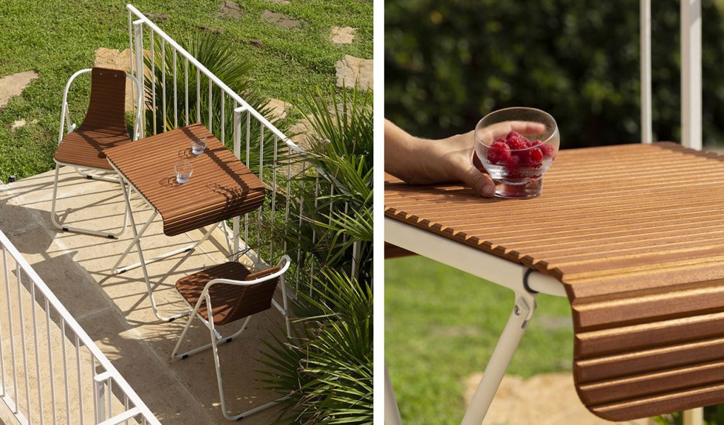 Robusto, ma flessibile, essenziale eppure chic. Il tavolino da mettere sul balcone secondo noi deve essere proprio così: come questo modello salvaspazio in legno di iroko che riesce a sorprenderci per stile e praticità.