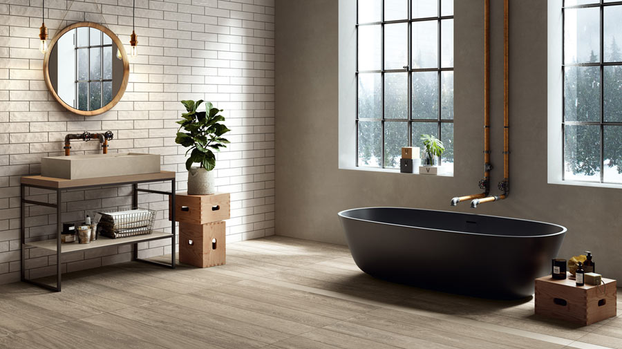 The bathroom interprets industrial style