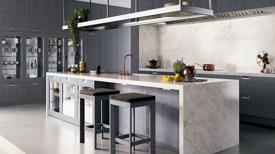 The kitchen island, elegance en bloc