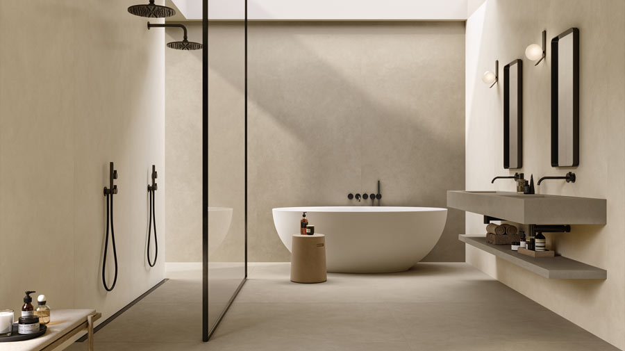 Neutral tones for wellness in the bathroom