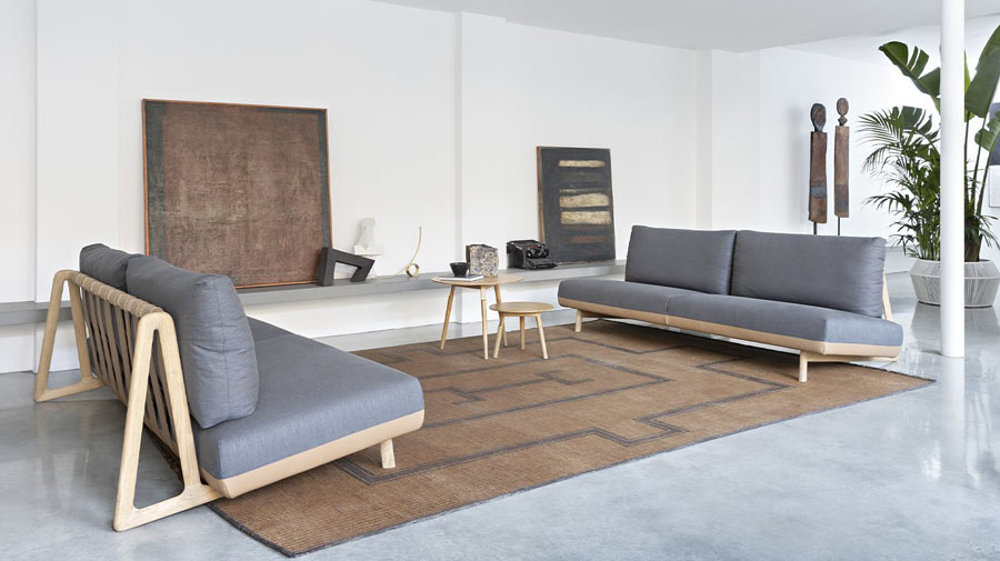 The “triangular” sofa is the highlight of the living room