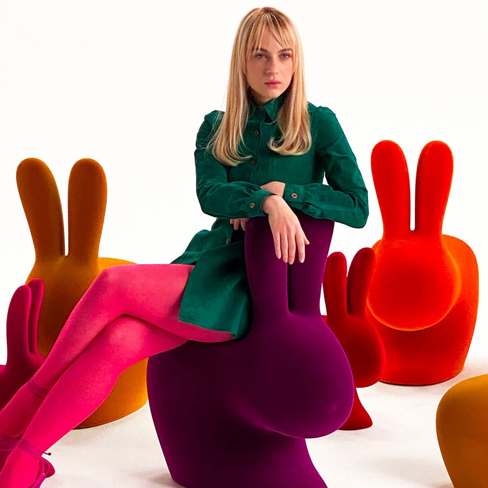 Qeeboo-Rabbit-Velvet-Sedia rabbit velvet by qeeboo